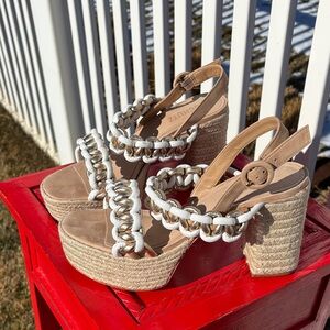 Schultz Juliet Platform Sandals Size 8.5 Leather Sole EUC